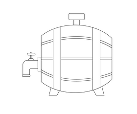 Wine barrel cartoon black and white clipart