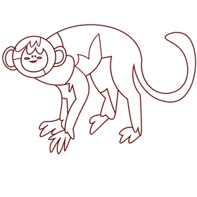 Monkey black and white clipart