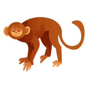 Monkey eating banana clipart vector free download