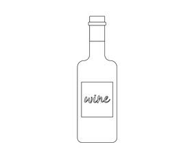 Wine bottle cartoon black and white clipart