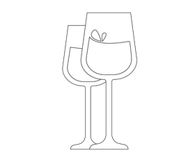 Glasses of white wine black and white clipart