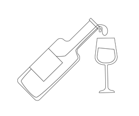 Free wine bottle and glass of wine black and white clipart