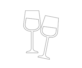 Glasses of wine black and white clipart
