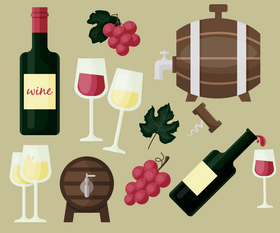 Glass of wine, bottle of wine vector