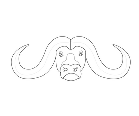 Cartoon bison head icon black and white clipart