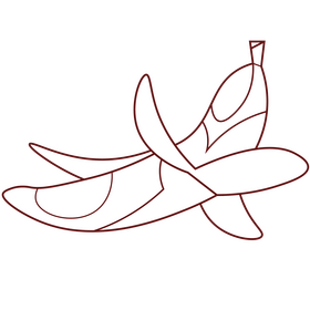 Monkey peeled banana black and white clipart