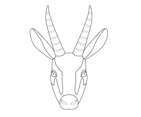 Cartoon goat portrait black and white clipart