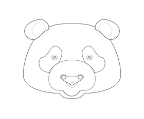 Panda head cartoon black and white clipart