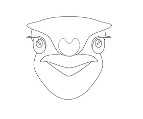 Cute ostrich head drawing black and white clipart