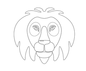 Lion animal portrait black and white clipart