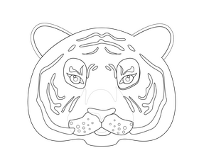 Tiger portrait icon black and white clipart