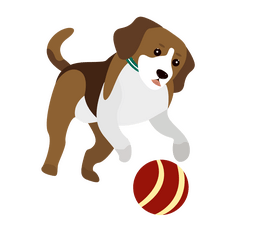 Cartoon beagle playing a ball clipart