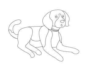 Cute dog cartoon black and white clipart