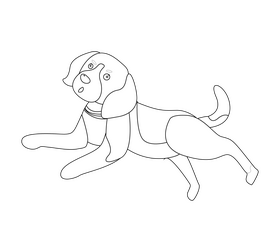 Beagle dog running drawing black and white clipart