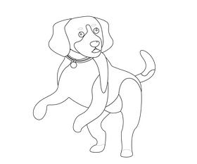 Beagle dog black and white clipart