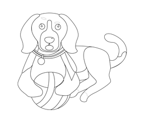 Baby beagle dog black and white clipart