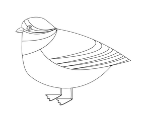 Starling bird drawing black and white clipart