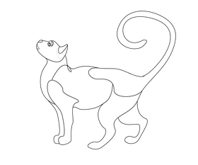 Cat black and white clipart