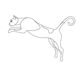 Cat black and white clipart