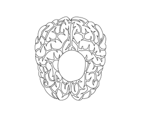 Cartoon brain black and white clipart