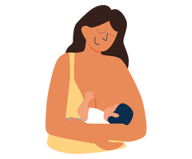 Girl breastfeeding baby clipart