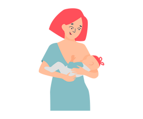Shorthair girl breast feeding baby clipart