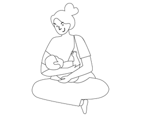 Breastfeeding baby illustration black and white clipart