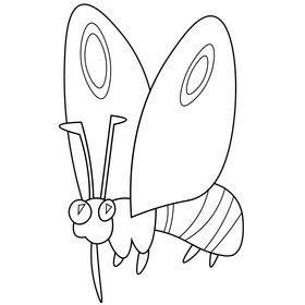 Moth flying cartoon black and white clipart