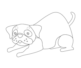 Sitting dog black and white clipart