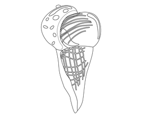 Cone ice cream illustration black and white clipart
