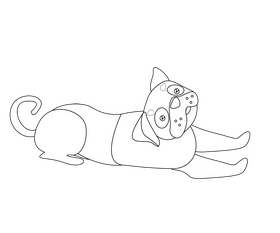 Pug puppy illustration black and white clipart