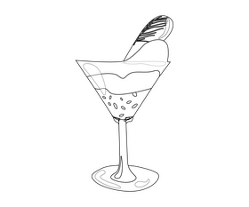 Cocktail drink black and white clipart