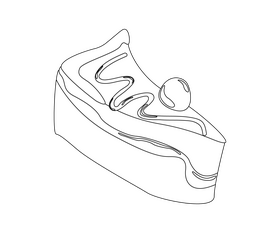 Cartoon piece of cake black and white clipart