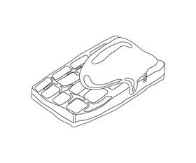 Chocolate cream on waffle black and white clipart