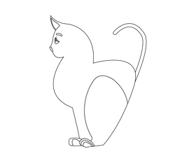 Cat illustration black and white clipart