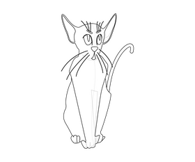 Cat drawing black and white clipart