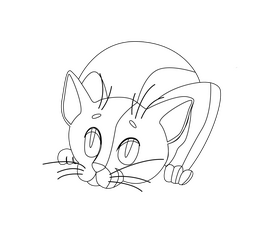 Cartoon cat black and white clipart