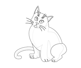 Cute cat black and white clipart