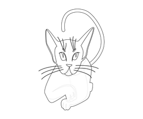 Cat black and white clipart