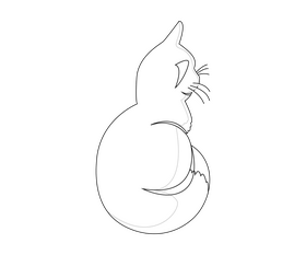 Cat black and white clipart