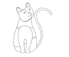 Cute cat black and white clipart
