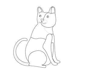 Sitting cat cartoon black and white clipart