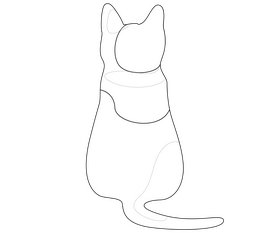 Back view sitting cat black and white clipart