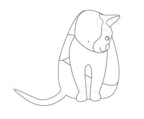 Cat drawing black and white clipart