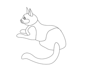 Sitting cat black and white clipart