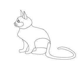 Back of cat black and white clipart