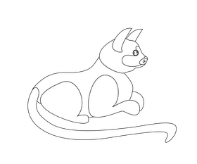 Cat drawing black and white clipart