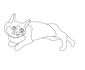 Lying cat black and white clipart