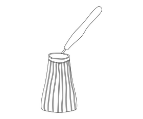 Coffee turk, turkish coffee black and white clipart