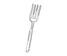 Cartoon fork black and white clipart